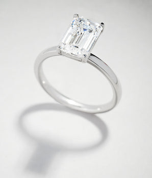 Solitaire Ring with 3.0 CT Emerald Cut Moissanite