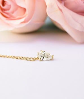 Solitaire Necklace with 0.40 CT Floating Pear Cut Moissanite