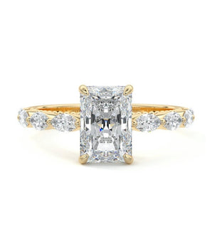 Milgrain Pave Ring with 2.0 CT Radiant Cut Moissanite