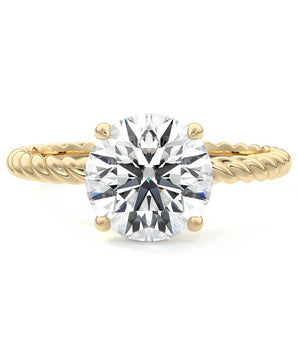 Hidden Halo Twisted Pave Ring with 1.0 CT Round Cut Moissanite