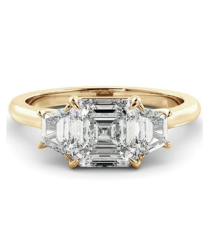 Three Stone Ring with 1.0 CT Asscher Moissanite