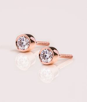 Bezel Stud Earrings with 1.15 TCW Round Cut Moissanite