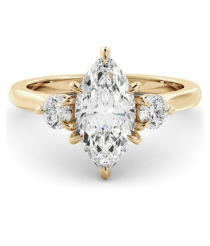 Three Stone Ring with 1.20 CT Marquise Moissanite