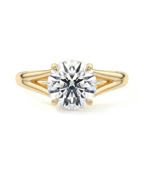 Solitaire Split Shank Style Ring with 1.0 CT Round Cut Moissanite