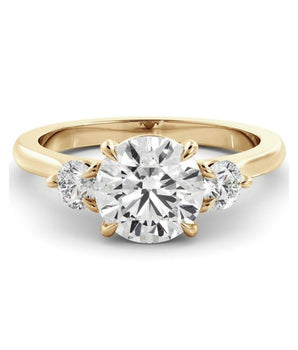 Three Stone Ring with 1.30 CT Round Moissanite