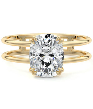 Double Band Ring with 1.70 CT Cushion Cut Moissanite