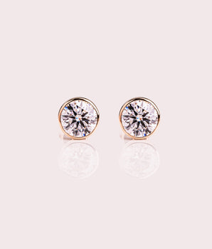 Bezel Stud Earrings with 2.0 TCW Round Cut Moissanite