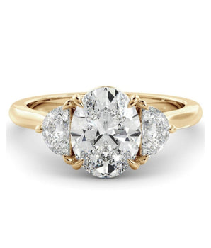 Three Stone Ring with 1.0 CT Oval Moissanite