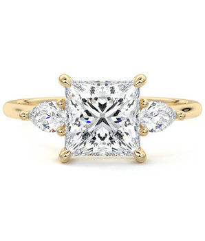 Three Stones Ring with 1.30 CT Princess Cut Moissanite