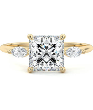 Three Stones Ring with 1.30 CT Princess Cut Moissanite