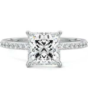 Pave Setting Ring with 1.20 CT Princess Cut Moissanite