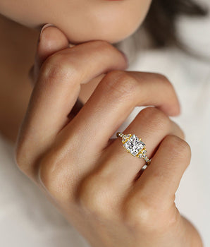 Cluster Ring with 2.0 CT Princess Moissanite