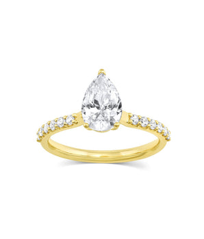 Pave Setting Ring with 1.50 CT Pear Moissanite