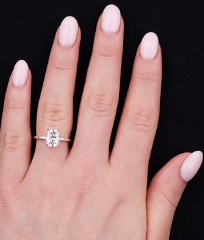 Solitaire Ring with 1.50 CT Cushion Moissanite