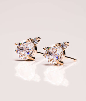 Cluster Stud Earrings with 2.0 TCW Round Cut Moissanite