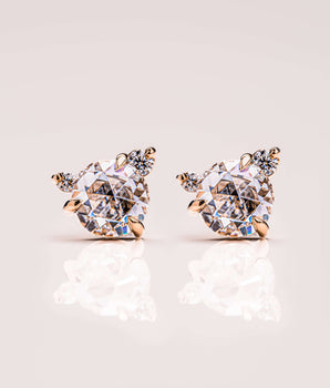 Cluster Stud Earrings with 2.0 TCW Round Cut Moissanite