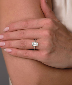 Solitaire Ring with 3.0 CT Emerald Cut Moissanite