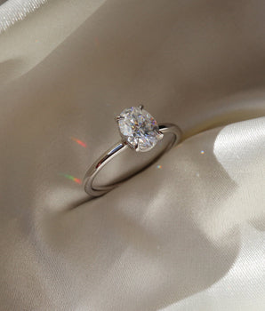 Solitaire Ring with 1.50 CT Oval Moissanite