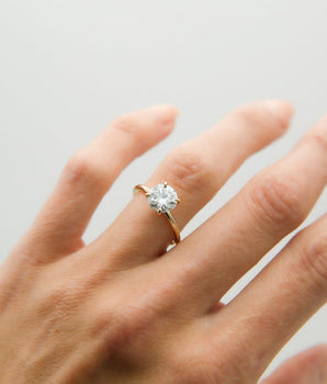 Solitaire Ring with 2.0 CT Round Cut Moissanite