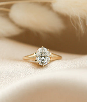 Solitaire Ring with 2.0 CT Oval Cut Moissanite