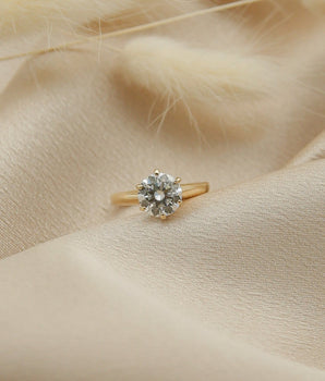 Solitaire Ring with 1.50 CT Round Cut Moissanite