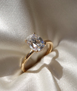 Solitaire Ring with 1.50 CT Cushion Moissanite