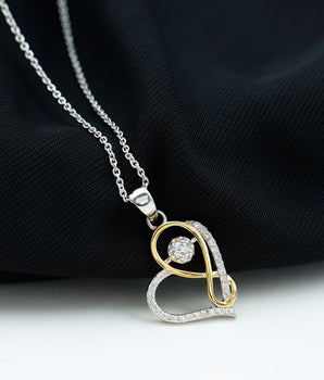 Infinity Heart Necklace with 0.35 TCW Round Cut Moissanite