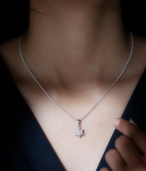 Snowflake Cluster Necklace with 0.85 TCW Round Cut Moissanite