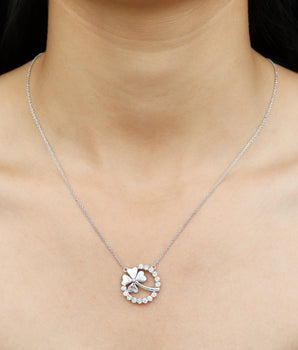 Clover Leaf Necklace with 1.26 TCW Round Cut Moissanite