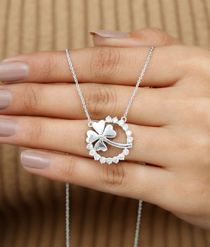 Clover Leaf Necklace with 1.26 TCW Round Cut Moissanite