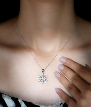 Classic Snowflake Necklace with 0.82 TCW Round Cut Moissanite