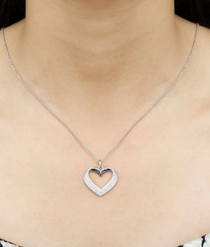 Open Heart Necklace with 0.87 TCW Round Cut Moissanite