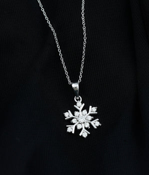 Snowflake Necklace with 0.57 TCW Round Cut Moissanite