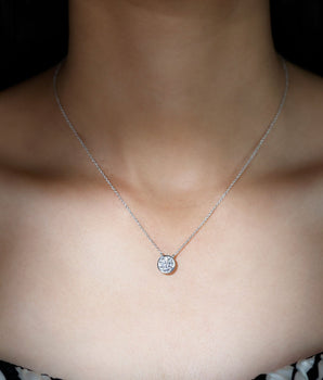 Bezel Necklace with 1.36 CT Round Cut Moissanite