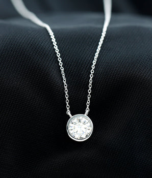 Bezel Necklace with 1.36 CT Round Cut Moissanite