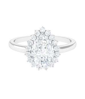 Halo Ring with 2.50 CT Pear Cut Moissanite