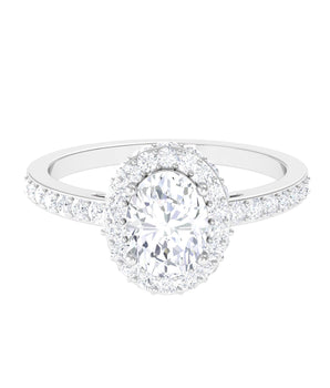 Halo Ring with 2.0 CT Oval Cut Moissanite