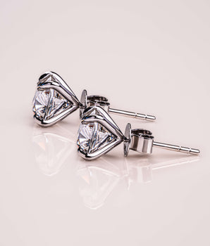 Stud Earrings with 2.50 TCW Cushion Cut Moissanite