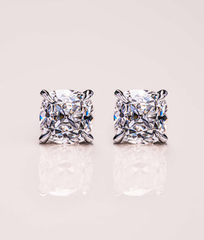 Stud Earrings with 2.50 TCW Cushion Cut Moissanite