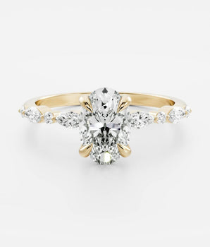 Pave Setting Ring with 1.20 CT Oval Moissanite