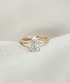 Solitaire Ring with 2.0 CT Elongated Cushion Cut Moissanite