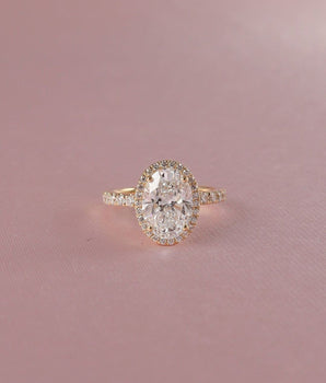 Halo Ring with 1.50 CT Oval Cut Moissanite