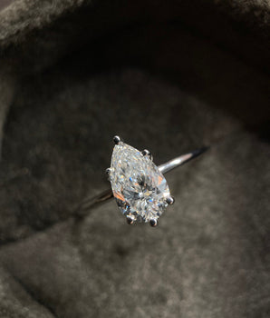 Solitaire Ring with 2.0 CT Pear Cut Moissanite