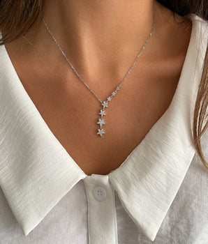 0.10 TCW Round Moissanite Star Lariat Necklace