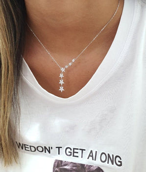 0.10 TCW Round Moissanite Star Lariat Necklace