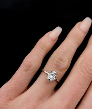 Solitaire Ring with 1.50 CT Oval Cut Moissanite