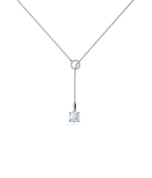 Drop Lariat Necklace with 0.75 TCW Round Cut Moissanite