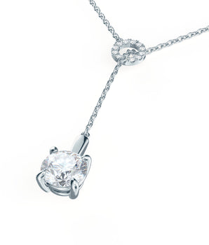 Drop Lariat Necklace with 0.75 TCW Round Cut Moissanite