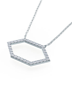 Open Hexagon Necklace with 0.15 TCW Round Cut Moissanite