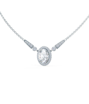 Unique Style Necklace with 0.70 CT Oval Cut Moissanite